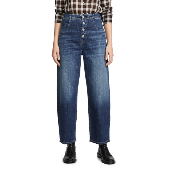 Nili Lotan Toledo Jeans Barrel Leg Button Front High Rise Sz 25 - Picture 1 of 12